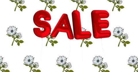 Retro Sale Balloons with Floral Background for Retail Promotion