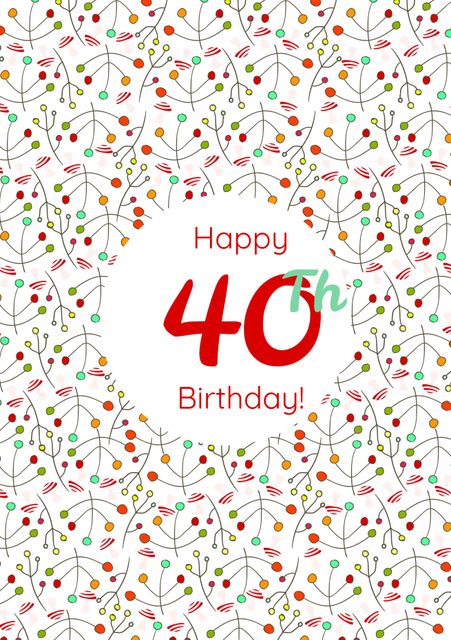 This vibrant 40th birthday card template features a colorful pattern perfect for celebrating milestone events. Ideal for use as an invitation or greeting card, the design is versatile and can be tailored for both personal and professional milestone celebrations. Suitable for party decorations or digital shares, the template adds a festive touch to any 40th birthday occasion.