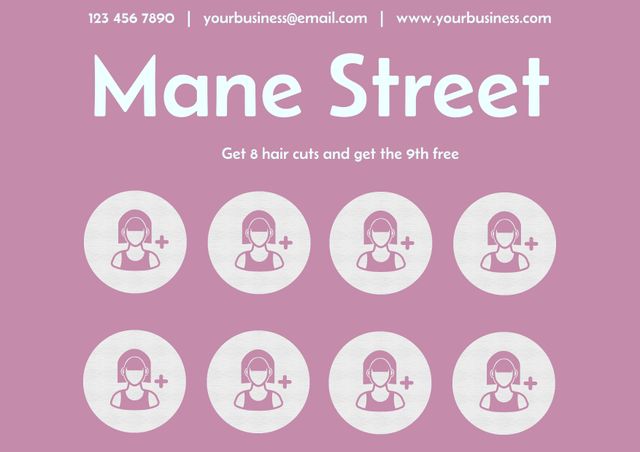 Customizable Salon Loyalty Card with Punch Markers on Pink Background - Download Free Stock Videos Pikwizard.com