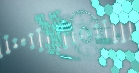 Futuristic DNA Analysis Interface with Tech Holograms - Download Free Stock Images Pikwizard.com