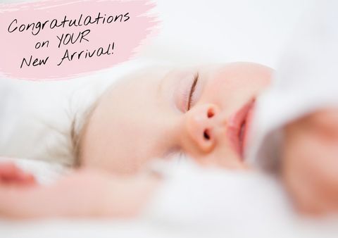newborn baby sleeping with congratulatory message - Download Free Stock Templates Pikwizard.com
