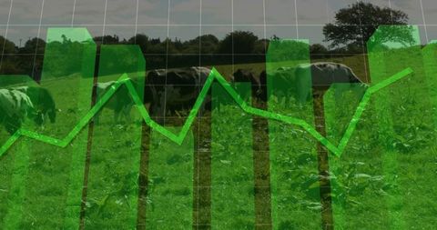 Sustainable farming concept with digital data overlay