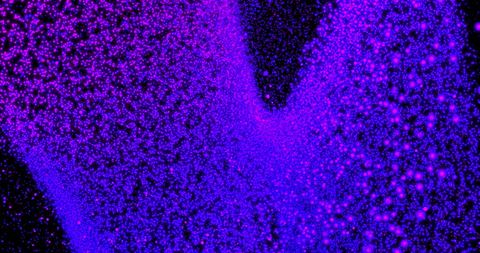 Dynamic Purple and Blue Particle Movement on Dark Background