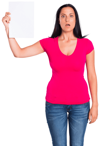 shocked woman holding transparent blank paper - Download Free Stock Videos Pikwizard.com