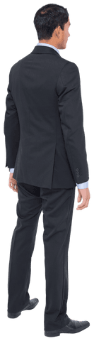 Back View of Businessman on Transparent Background