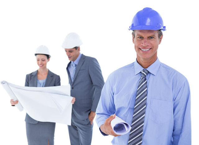 Smiling Construction Engineers Holding Blueprint on Transparent Background - Download Free Stock Videos Pikwizard.com