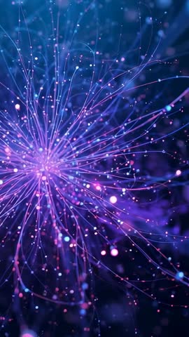 Vertical Loop: Pulsing Neon Core Sending Bioluminescent Tendrils and Floating Nodes