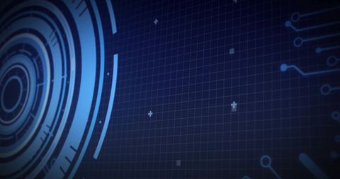 Futuristic Digital Interface with Grid and Circles on Dark Background - Download Free Stock Images Pikwizard.com