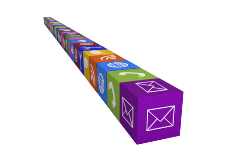transparent vector row of colorful media icon cubes on white background - Download Free Stock Videos Pikwizard.com