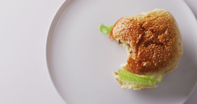 Partially Eaten Sandwich on White Plate - Download Free Stock Images Pikwizard.com