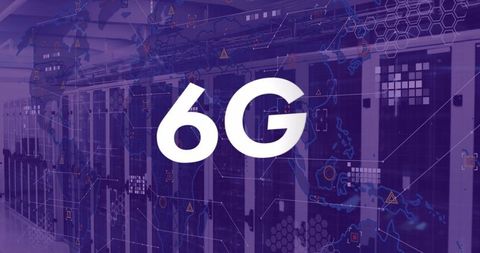 6G Technology Concept with Digital Data Centre Background