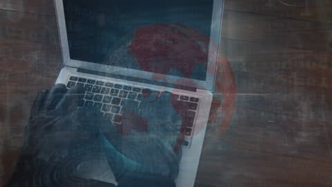 Cybersecurity Threat Concept with Hacker and Digital Globe