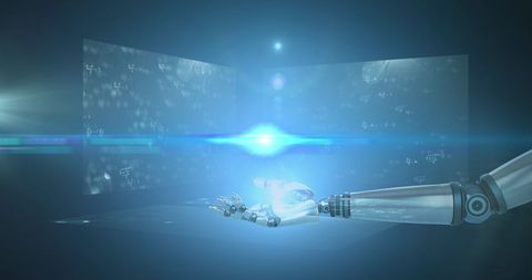 Futuristic Robotic Arm with Holographic Projections - Download Free Stock Images Pikwizard.com