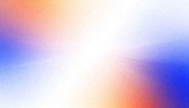 Radiating Orange to Blue Gradient Glow with Soft Lens Flare for Neon Backdrop