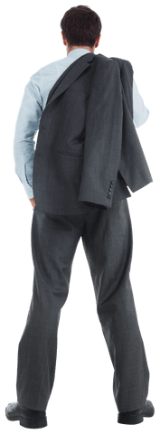 Professional Businessman Standing Holding Jacket Transparent Background