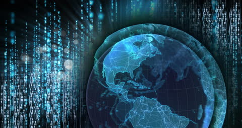 Glowing Digital Animation of Earth and Data Streams