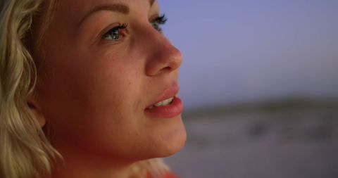 Young Woman Enjoying Beach Evening Bliss - Download Free Stock Images Pikwizard.com