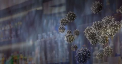 Virus cells in bar highlighting infection and health concerns