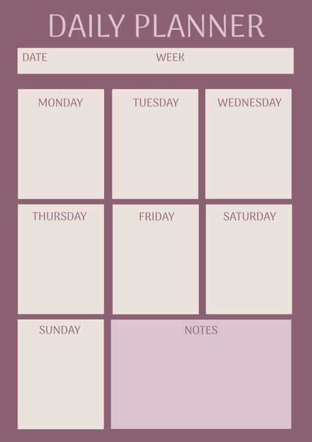 Minimalist Weekly Planner with Notes Section, Muted Colors - Download Free Stock Videos Pikwizard.com