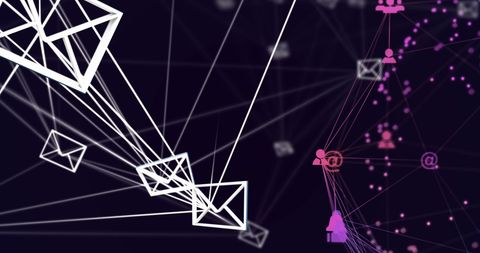 Abstract Digital Network with Media and Envelope Icons - Download Free Stock Images Pikwizard.com