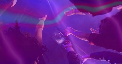 Vibrant Party Atmosphere with Disco Ball and Dancing Arms