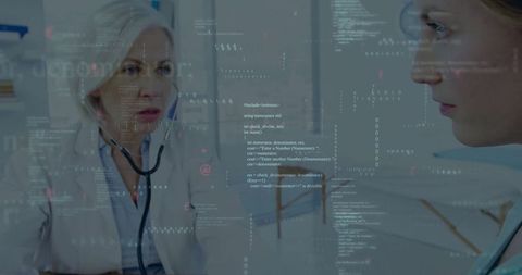 Doctor consult with patient in modern digital environment