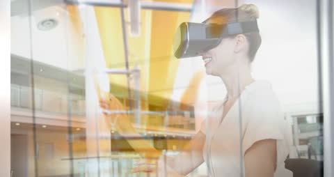 Woman Engaging with Virtual Reality Technology Interaction