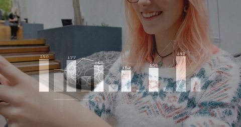 Businesswoman Analyzing Data with Smartphone Technology Overlay - Download Free Stock Images Pikwizard.com