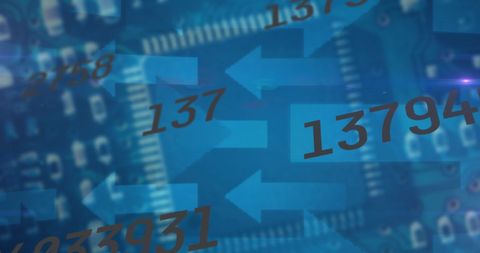 Futuristic Tech Circuit with Dynamic Numbers and Arrows - Download Free Stock Images Pikwizard.com