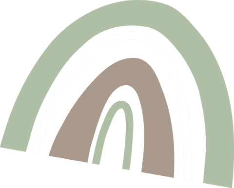 Hand-drawn neutral toned rainbow on transparent background