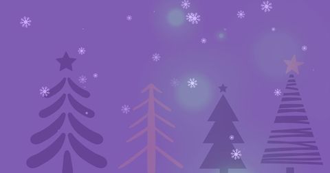 Snowy Pine Trees and Falling Snowflakes on Purple Winter Night - Download Free Stock Images Pikwizard.com