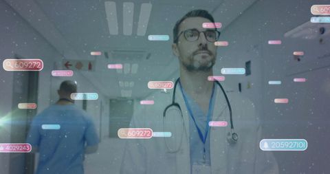 Male Doctor Navigating Digital Healthcare Innovation