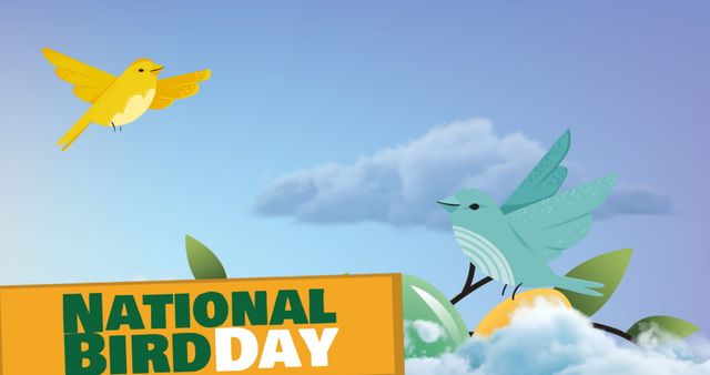 National Bird Day Celebration with Colorful Bird Icons and Bright Sky - Download Free Stock Images Pikwizard.com