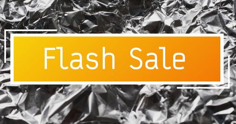 Flash Sale Banner Over Crumpled Metallic Background