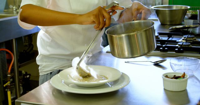 Chef Preparing Gourmet Meal in Modern Kitchen - Download Free Stock Images Pikwizard.com