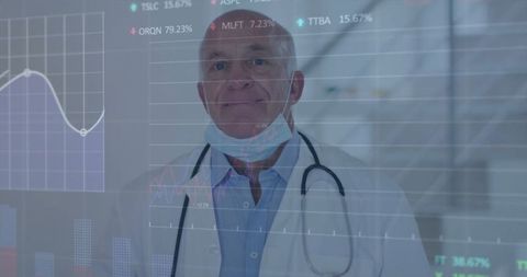 Doctor Analyzing Data Charts in Modern Clinic Environment