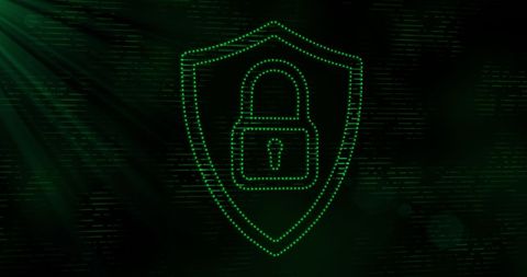 digital security icon with glowing green padlock on dark background - Download Free Stock Images Pikwizard.com
