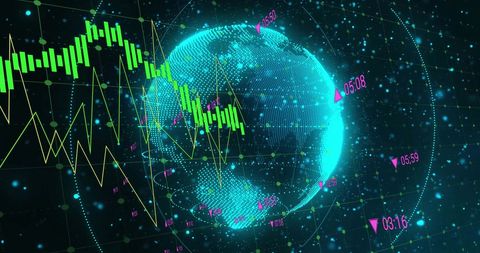 Digital Globe with Data Network and Stock Market Graphs - Download Free Stock Images Pikwizard.com