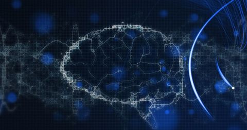 Abstract Digital Representation of Human Brain with Blue Light Effects - Download Free Stock Images Pikwizard.com