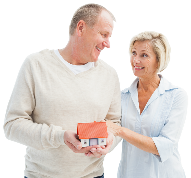 Happy Mature Couple Holding Model House On Transparent Background - Download Free Stock Videos Pikwizard.com