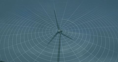 Wind Turbine Overlaid with Data Graphics Illustrating Renewable Energy Concept