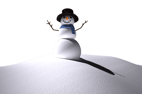 Cheerful Snowman with Top Hat on Transparent Background