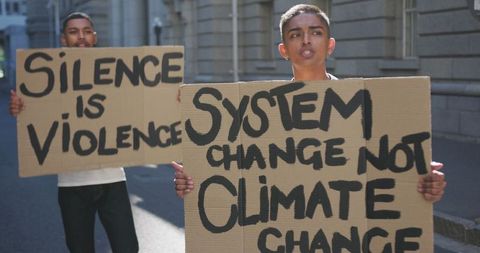 Protestors Advocating for Equality and Climate Justice