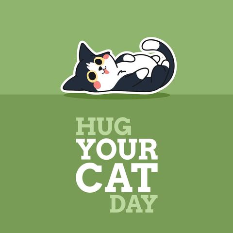 Cute Cartoon Cat Illustration Celebrating Hug Your Cat Day - Download Free Stock Templates Pikwizard.com