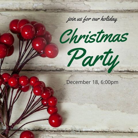 Festive christmas party invitation with red berries
