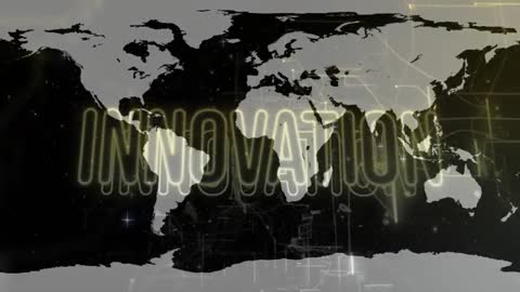 Futuristic Global Map with Emerging Circuitry and Neon Innovation Text