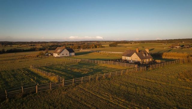 Idyllic Countryside Farmhouse at Golden Hour
