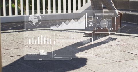 Dynamic Data Overlay on Businessman's Steps - Download Free Stock Images Pikwizard.com