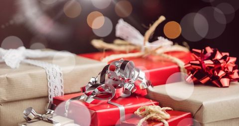Festive Christmas Gifts with Lights and Ribbons - Download Free Stock Images Pikwizard.com