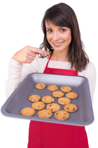 happy woman presenting fresh baked cookies on transparent background - Download Free Stock Videos Pikwizard.com